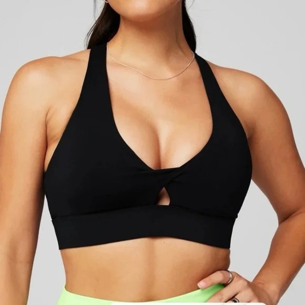 NWT Fabletics Black Twist Front Sports Bra